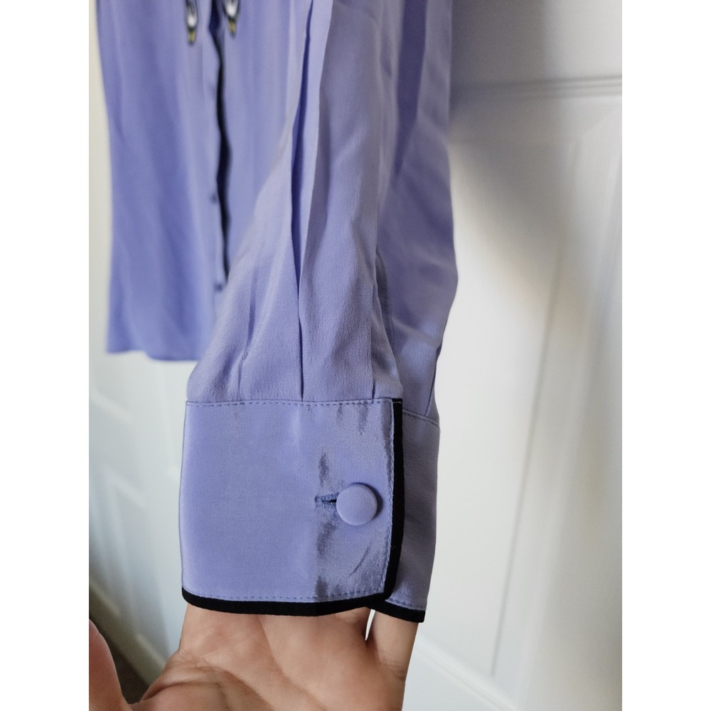 Vtg Bob Mackie Wearable Art Lavender Embroidered Butterfly ButtonUp Silk Blouse - Picture 8 of 16